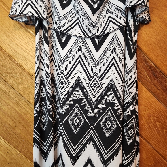 Bobbie brooks large black and white diamond print spaghetti strap maxi dress - Picture 3 of 8